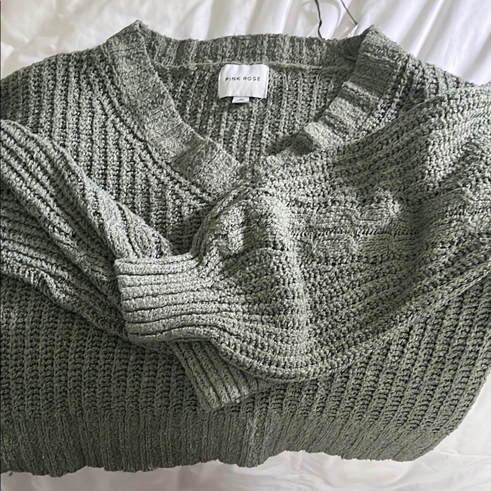 Pink Rose Textured Knit Pullover
